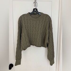 Zara Green Cable Knit Cropped Sweater